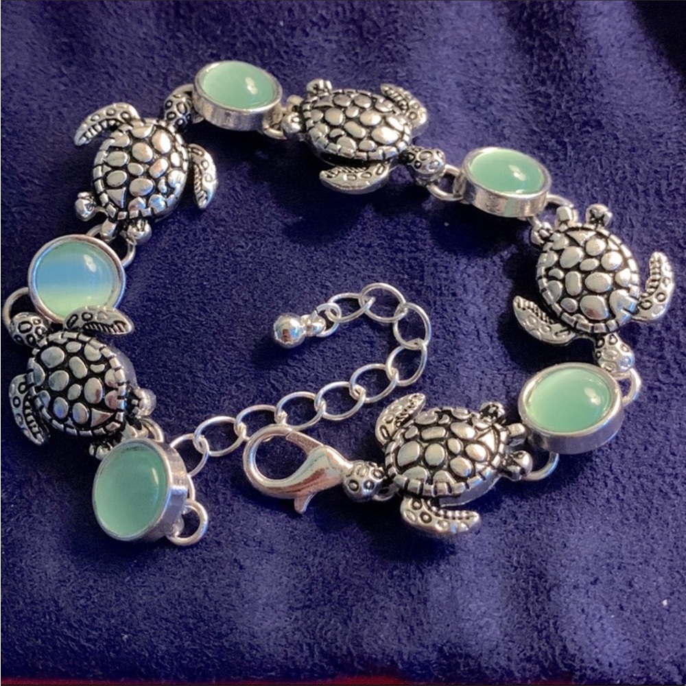 silver 🐢 turtles & green Agate stone